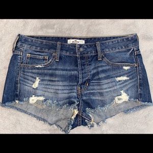 Hollister Blue Denim Shorts S-W30 Solid Distressed